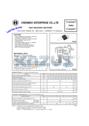 F12C05PT datasheet - FAST RECOVERY RECTIFIER