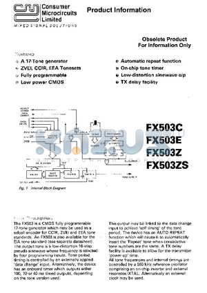 FX503C datasheet - A 17-TONE GENERATOR