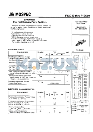 F12C30 datasheet - POWER RECTIFIERS(12A,300-600V)