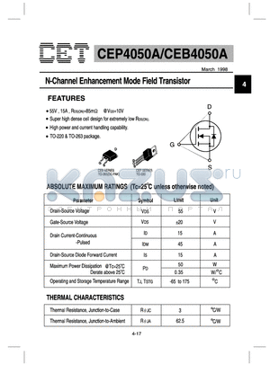 CEB4050A datasheet - N-Channel Enhancement Mode Field Transistor