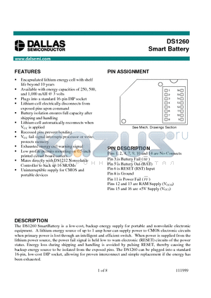 DS1260-100 datasheet - Smart Battery