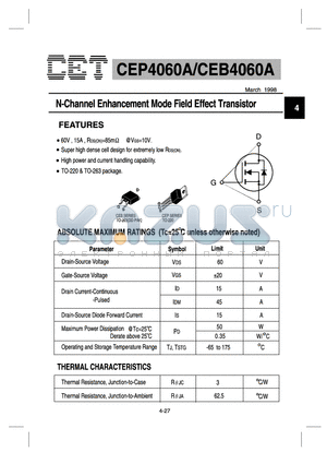 CEB4060A datasheet - N-Channel Enhancement Mode Field Effect Transistor