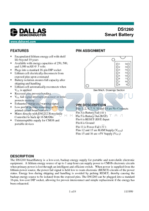 DS1260-25 datasheet - Smart Battery