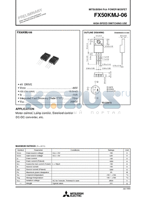 FX50KMJ-06 datasheet - Pch POWER MOSFET HIGH-SPEED SWITCHING USE