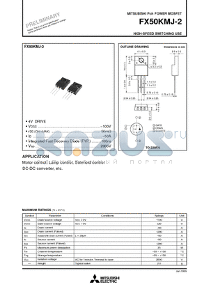 FX50KMJ-2 datasheet - Pch POWER MOSFET HIGH-SPEED SWITCHING USE