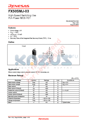 FX50SMJ-03 datasheet - High-Speed Switching Use Pch Power MOS FET