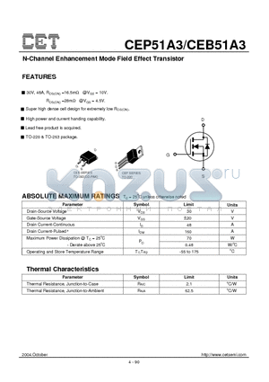 CEB51A3 datasheet - N-Channel Enhancement Mode Field Effect Transistor