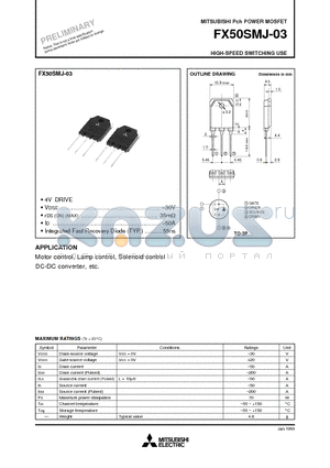 FX50SMJ-03 datasheet - Pch POWER MOSFET HIGH-SPEED SWITCHING USE