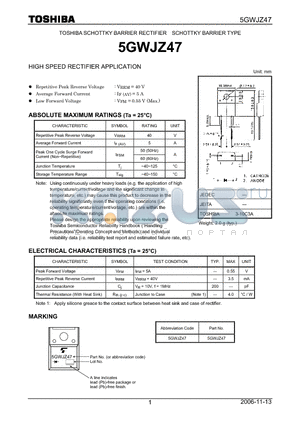 5GWJZ47 datasheet - HIGH SPEED RECTIFIER APPLICATION