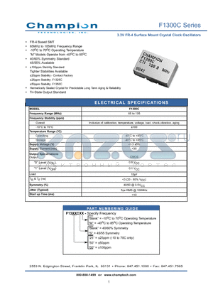 F1300C00 datasheet - 3.3V FR-4 Surface Mount Crystal Clock Oscillators