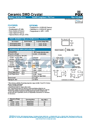 FX532 datasheet - Ceramic SMD Crystal