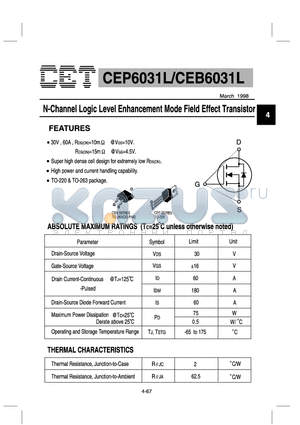 CEB6031L datasheet - N-Channel Logic Level Enhancement Mode Field Effect Transistor