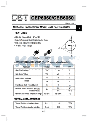 CEB6060 datasheet - N-Channel Enhancement Mode Field Effect Transistor