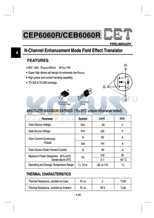 CEB6060R datasheet - N-Channel Enhancement Mode Field Effect Transistor