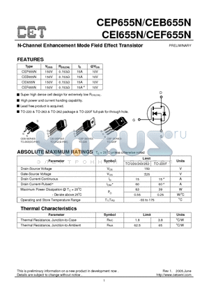 CEB655N datasheet - N-Channel Enhancement Mode Field Effect Transistor