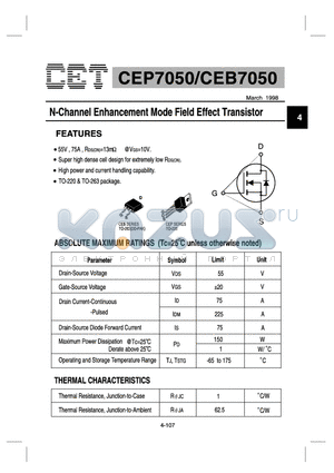 CEB7050 datasheet - N-Channel Enhancement Mode Field Effect Transistor