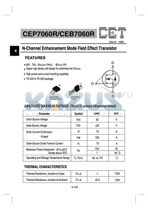 CEB7060R datasheet - N-Channel Enhancement Mode Field Effect Transistor