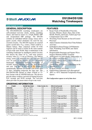 DS1286 datasheet - Watchdog Timekeepers