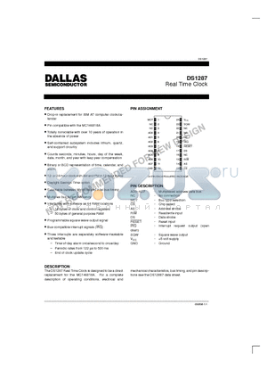 DS1287 datasheet - Real Time Clock