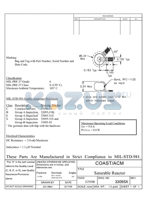 33095-31B datasheet - Saturable Reactor