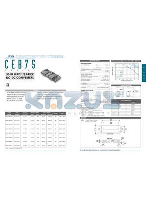 CEB75-48S3V3 datasheet - 30-84 WATT 1/8 BRICK DC-DC CONVERTERS