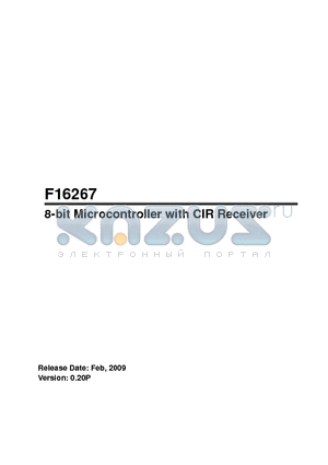 F16267R datasheet - 8-bit Microcontroller with CIR Receiver
