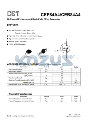 CEB84A4 datasheet - N-Channel Enhancement Mode Field Effect Transistor