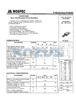 F16C40 datasheet - POWER RECTIFIERS(16A,300-600V)