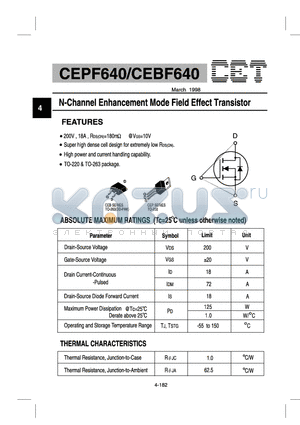 CEBF640 datasheet - N-Channel Enhancement Mode Field Effect Transistor