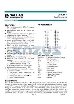 DS12887 datasheet - Real Time Clock