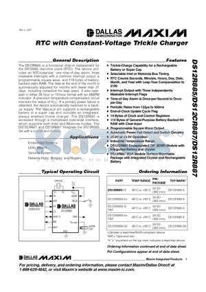 DS12R885-33 datasheet - RTC with Constant-Voltage Trickle Charger