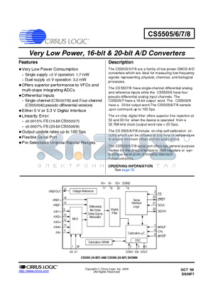 CS5505 datasheet - Very Low Power, 16-Bit and 20-Bit A/D Converters