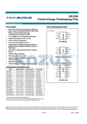 DS1302S datasheet - Trickle-Charge Timekeeping Chip