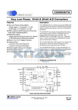 CS5508-BSZ datasheet - Very Low Power, 16-Bit and 20-Bit A/D Converters