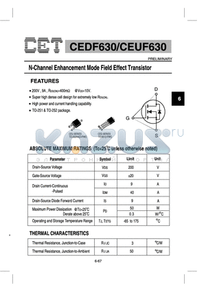 CEDF630 datasheet - N-Channel Enhancement Mode Field Effect Transistor