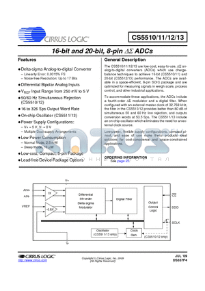 CS5510_09 datasheet - 16-bit and 20-bit, 8-pin DS ADCs