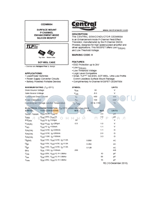 CEDM8004 datasheet - SURFACE MOUNT P-CHANNEL ENHANCEMENT-MODE SILICON MOSFET