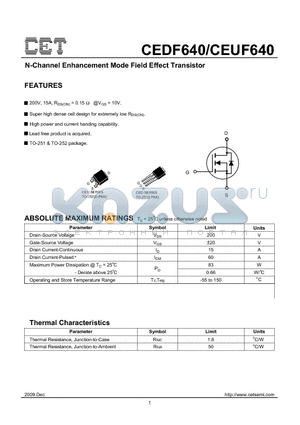 CEDF640_09 datasheet - N-Channel Enhancement Mode Field Effect Transistor