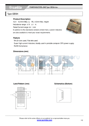 CEE124 datasheet - POWER INDUCTORS <SMD Type: CEE Series>