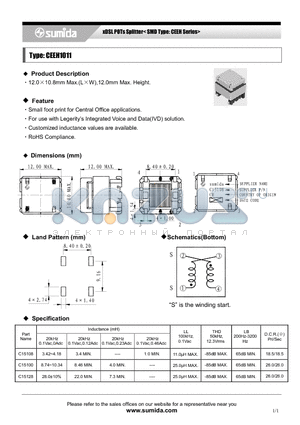 CEEH1011 datasheet - xDSL POTs Splitter< SMD Type: CEEH Series>