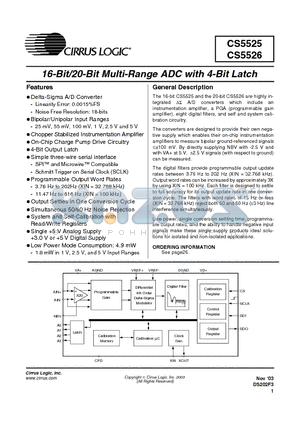 CS5525-AS datasheet - 16 BIT / 20 BIT MULTI RANGE ADC WITH 4 BIT LATCH