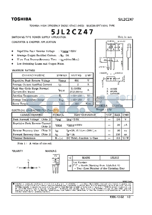 5JL2CZ47 datasheet - HIGH EFFICIENCY DIODE (SWITCHING TYPE POWER SUPPLY, CONVERTER & CHOPPER APPLICATIONS)