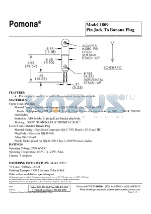 1809-0 datasheet - Pin Jack To Banana Plug