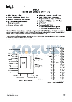 8755A datasheet - 16,384-BIT EPROM WITH I/O