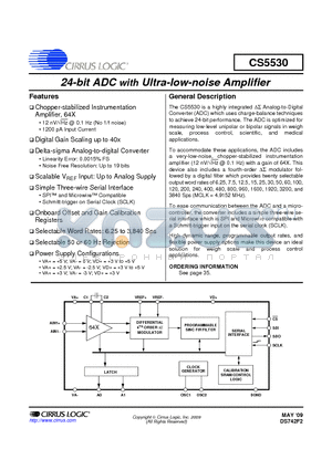 CS5530-ISZ datasheet - 24-bit ADC with Ultra-low-noise Amplifier