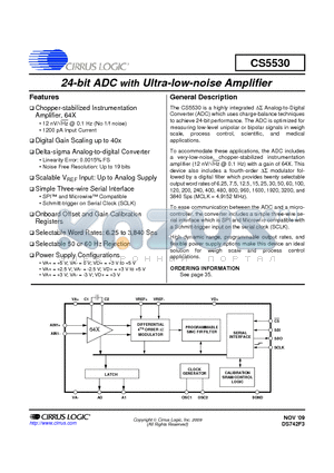 CS5530_0911 datasheet - 24-bit ADC with Ultra-low-noise Amplifier