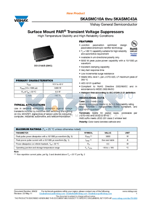 5KASMC12A datasheet - Surface Mount PAR^ Transient Voltage Suppressors