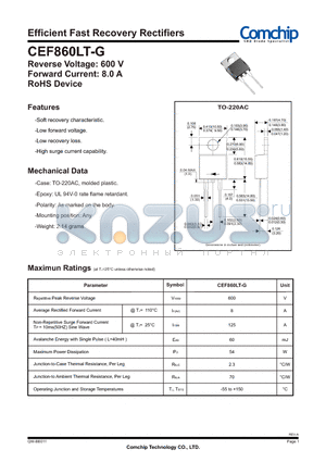 CEF860LT-G datasheet - Efficient Fast Recovery Rectifiers