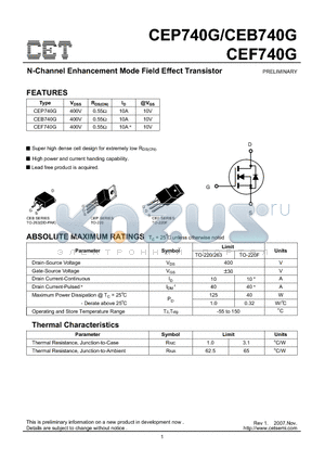 CEF740G datasheet - N-Channel Enhancement Mode Field Effect Transistor