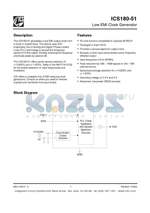 180M-51 datasheet - Low EMI Clock Generator